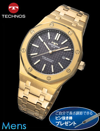 TECHNOS（テクノス）グランポートⅡソーラーモデル（ゴールドｘブラック）(23-0657）[メンズ]
